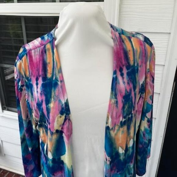 Honeyme Kimono Robe Tie Dye Women's Large Vibrant Lounge Bathing Suit Coverup - Picture 12 of 12